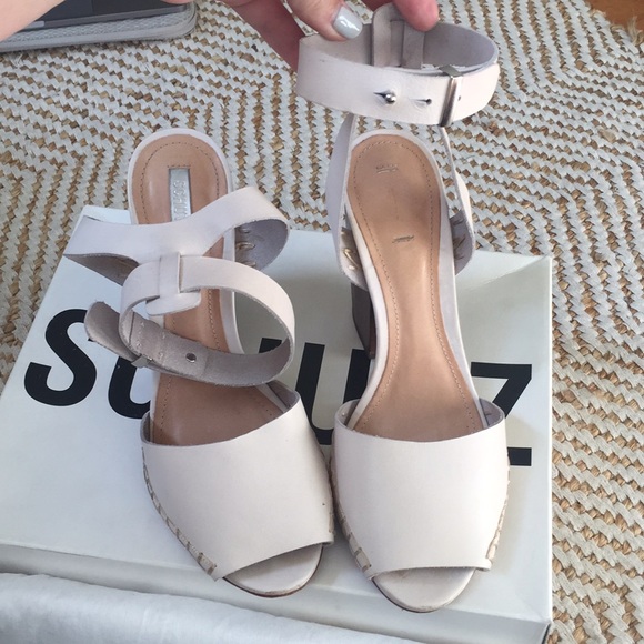 Schutz Ervinia Ankle Strap Heels with Wooden Heel - Picture 2 of 7